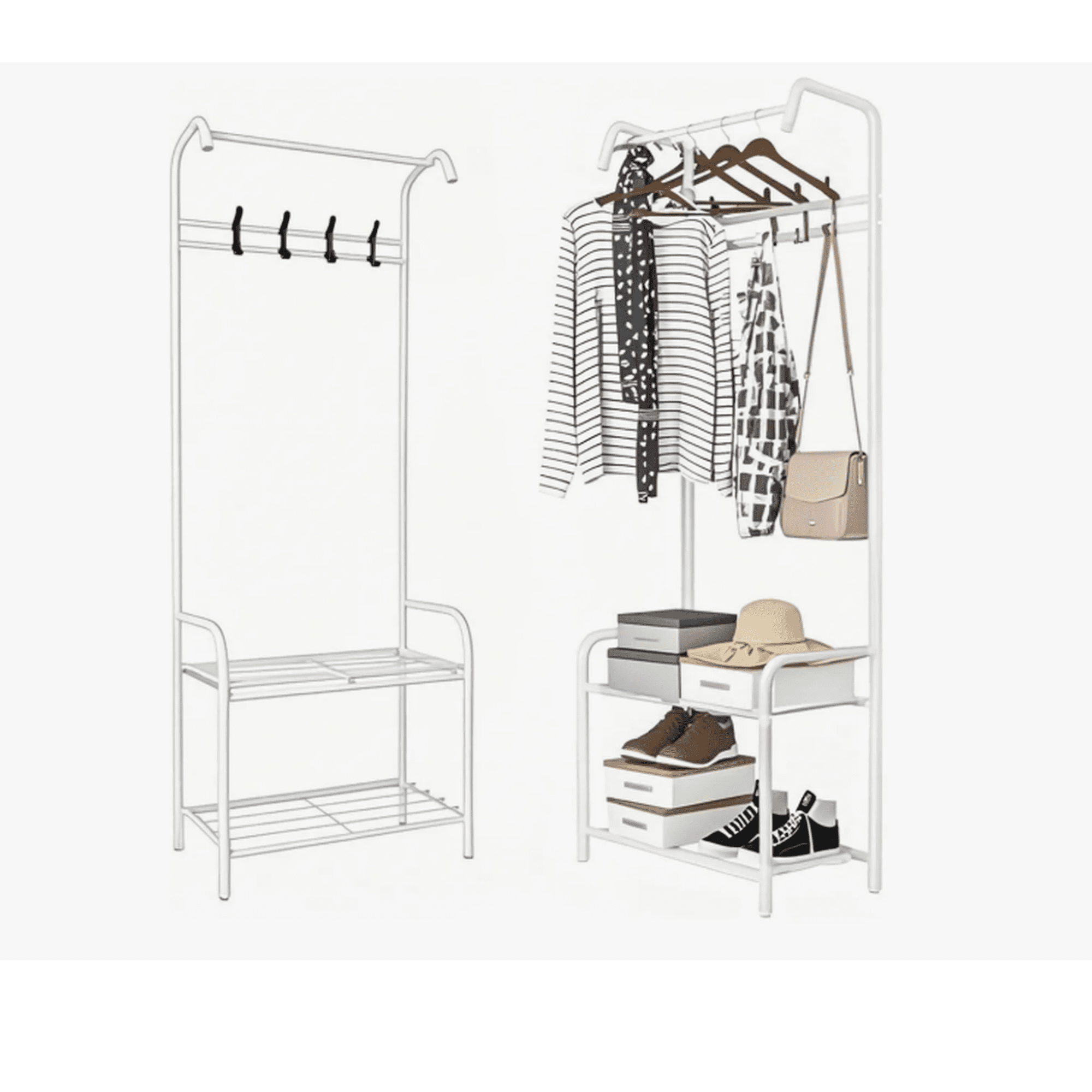 Perchero de piso para organizador ropa rack colgador closet color blanco