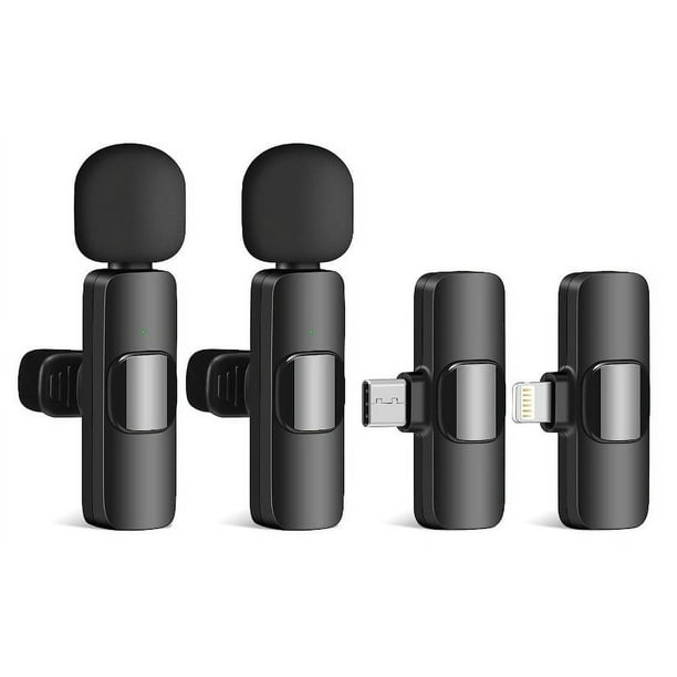Micrófono Lavalier inalámbrico para teléfono tipo C, micrófono inalámbrico  Plug-Play con 2 micrófonos para grabación de video de teléfono USB-C