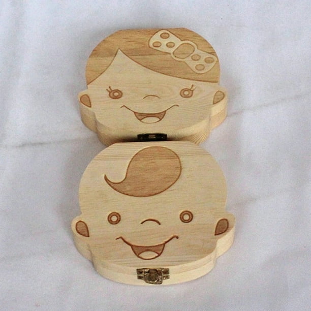 Caja de dientes de leche de madera para niños y niñas, organizador