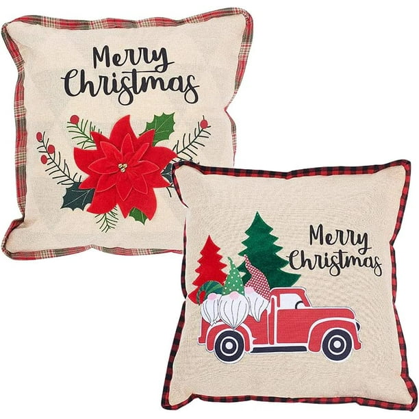 Juego De 2 Fundas De Almohada Navideñas De 18x18, Fundas De Almohada  Decorativas De Lino Para Granja, Fundas De Cojines Para Sofá De Vacaciones,  Feliz Navidad De 31,43 €