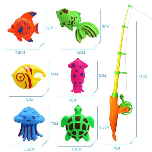 Sistema del juguete de Baño de ,Juguetes de Pesca de Baño (Modelo de + Caña  de Pescar + de Pesca) - 15 Piezas 13 Piezas Sunnimix Juguete de pesca