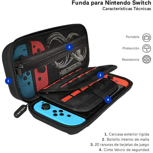 Funda Rígida Negra para Switch y Accesorios. Nintendo Switch