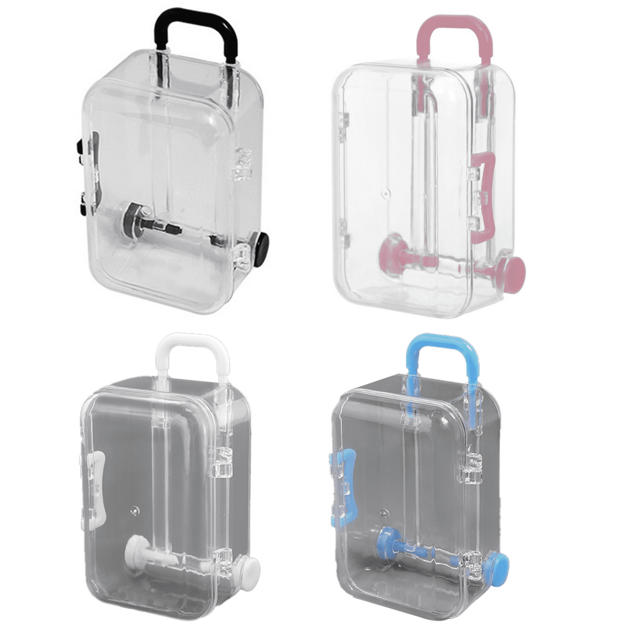 8pcs maleta miniatura de plástico pequeña maleta de viaje caja de  almacenamiento de joyería para decoración del hogar, Azul-Blanco, Estilo 1