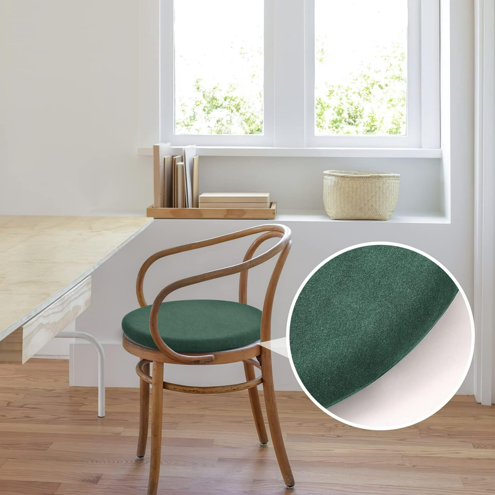 Cojín redondo para silla para taburete de bar Cojín para silla de bistró  circular reversible Lavable para cocina Comedor Estera cómoda para oficina  en casa Verde oscuro