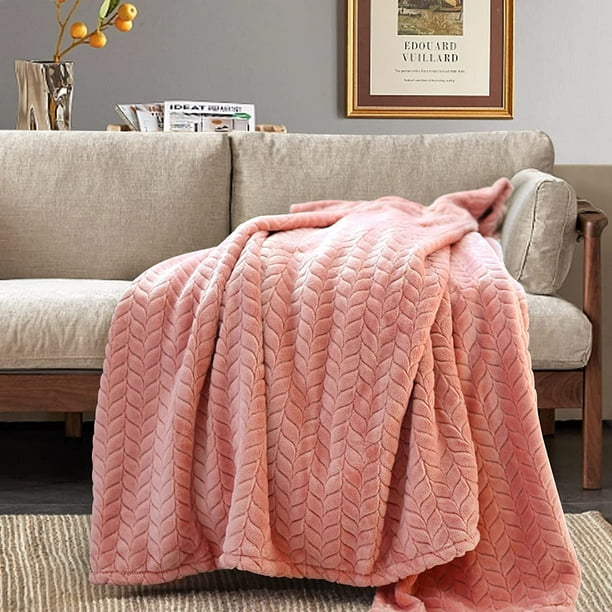 Manta de forro polar de tamaño Queen para cama, manta de forro polar de  felpa suave, manta rosa claro para sofá, mantas y mantas para adultos,  manta