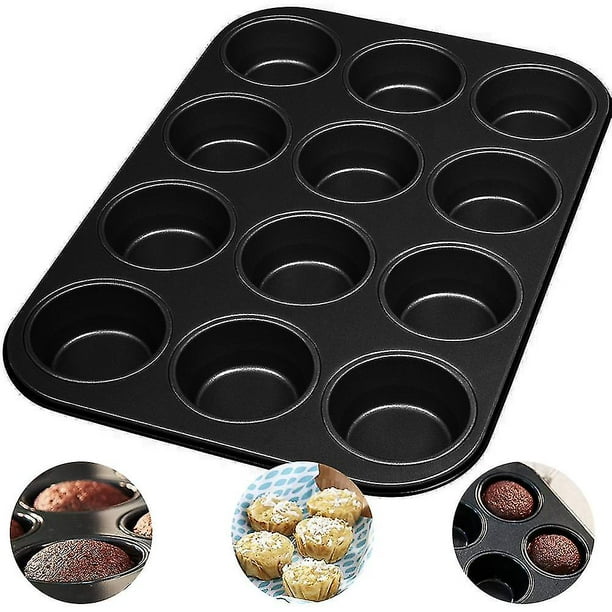 Joho Baking Molde antiadherente para muffins, juego de mini moldes para  magdalenas, moldes para hornear, 2 unidades, 12 tazas y 24 tazas, dorado