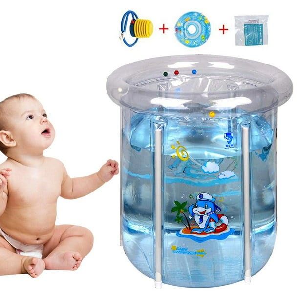 Bañera inflable con indicador de temperatura para bebés con forma de  ballena