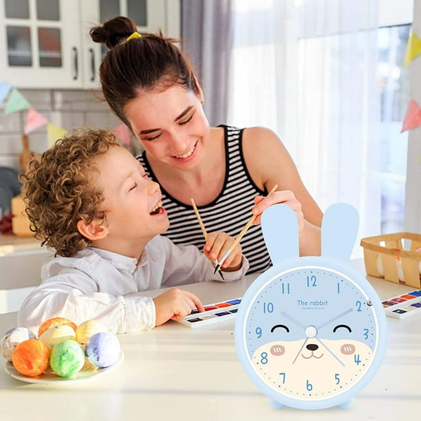 Despertador infantil sin tictac para niña y niño, analógico silencioso,  despertador de viaje Despertador infantil (azul) brillar Electrónica