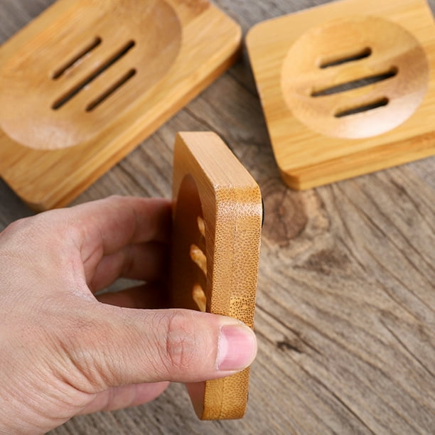 Paquete de 2 jabones de madera de bambú, soporte de jabón en barra para el  baño de la ducha