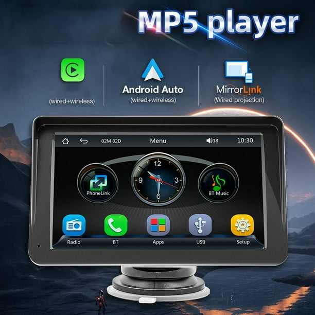 Pantalla portátil de Apple Carplay inalámbrica Apple Car Play Android Auto,  pantalla táctil de 7 pulgadas, pantalla Carplay inalámbrica para coche