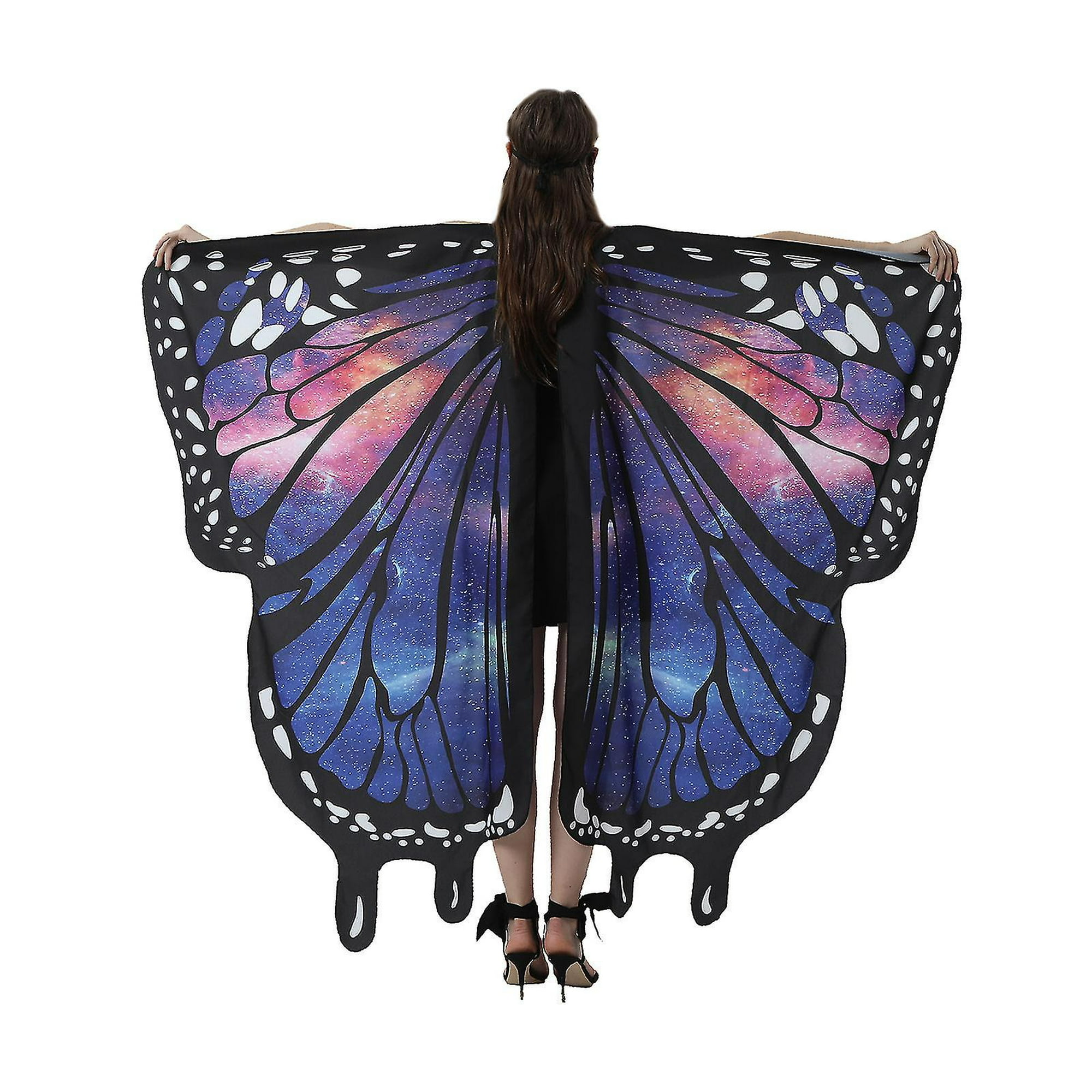 CLISPEED Disfraz de alas de mariposa para mujer, chal de mariposa de  Halloween, capa de alas de hada para adultos, Halloween, fiesta de  máscaras