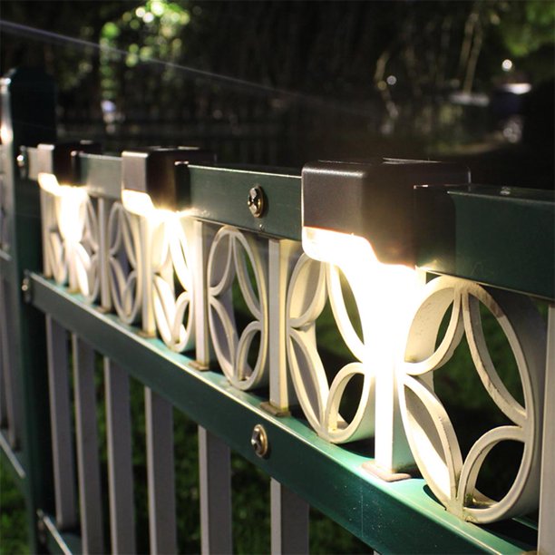 4 luces LED con energía solar para exteriores, color blanco cálido IP65 para  valla, patio, jardín, escalón, escalera