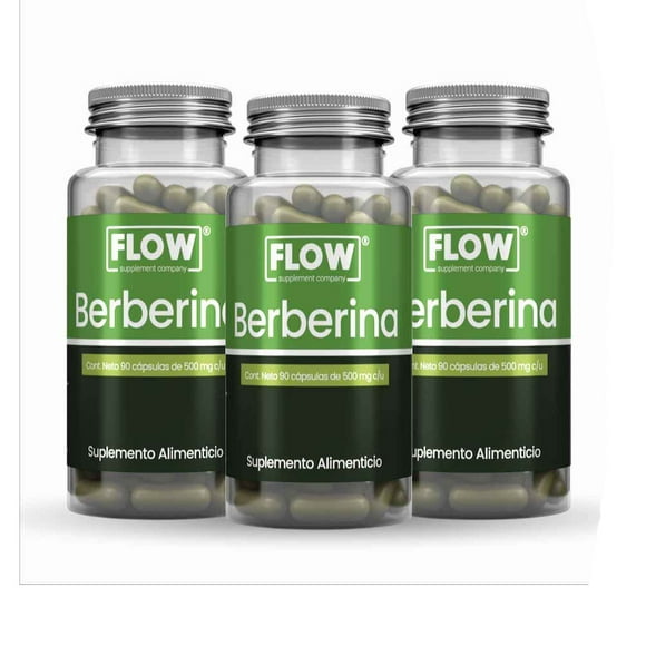 suplemento flow  3 pack de berberina 90 capsulas de 500 mg