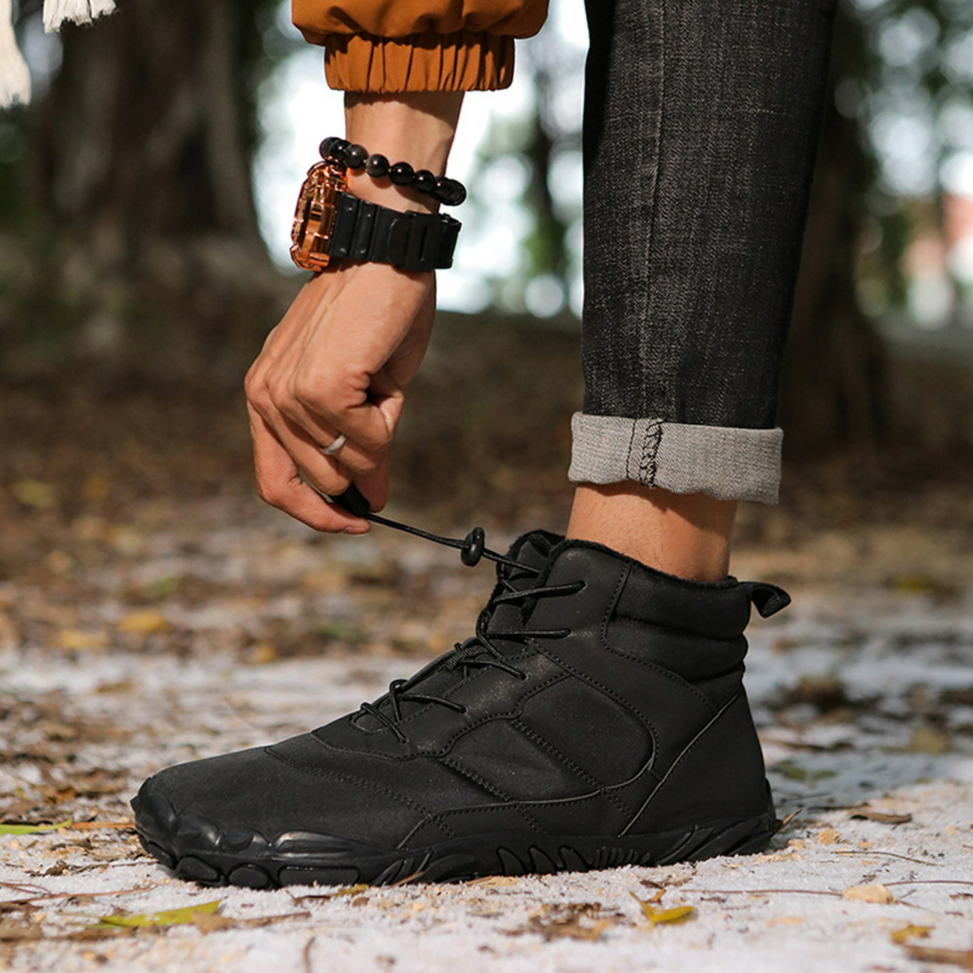  Botas de nieve de invierno para hombre, zapatillas impermeables  de felpa cálida para caminar al aire libre, gris, 46 : Ropa, Zapatos y  Joyería