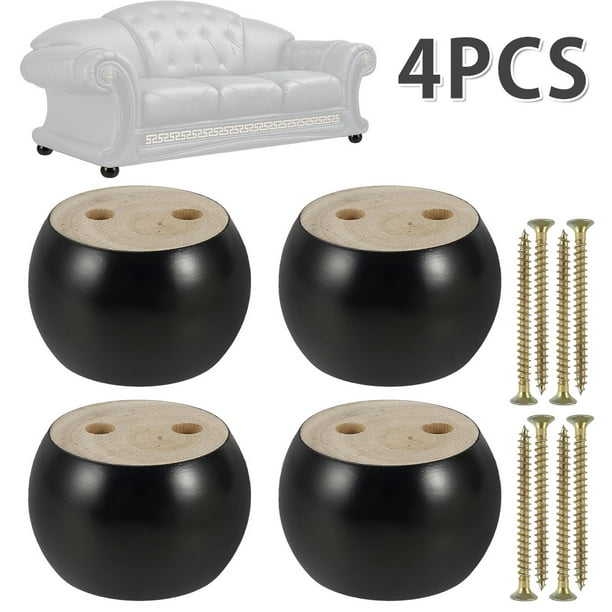 Patas redondas de madera blanca brillante de 3.5 pulgadas, patas de sofá de  madera con forma de calabaza con nivelación ajustable, patas de muebles de