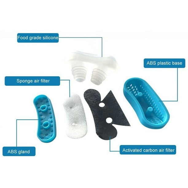 Agente antirronquidos, tapón de ronquidos, dilatadores nasales  antirronquidos, filtro de aire, ABS, material de silicona (azul) Vhermosa  WL-00693