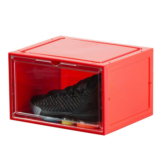 Organizador de zapatos con control inteligente LED, cajas de zapatos  automáticas de plástico transparente apilables para expositores de tenis y  caja