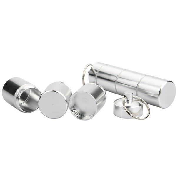 Pastillero llavero (paquete de 2), pequeño organizador de píldoras portátil  de aleación de aluminio para bolso, pastillero de metal impermeable