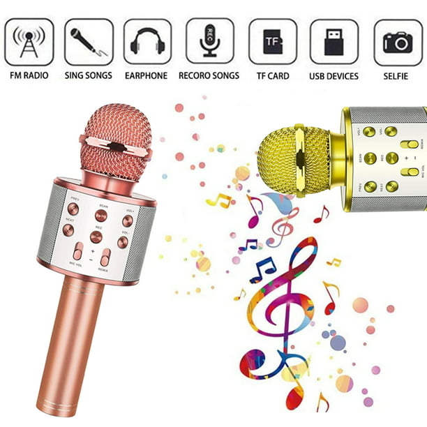 Micrófono inalámbrico Karaoke, 4 en 1 Micrófonos Bluetooth portátiles  Altavoz Karaoke con luces LED de baile, reproductor de KTV doméstico