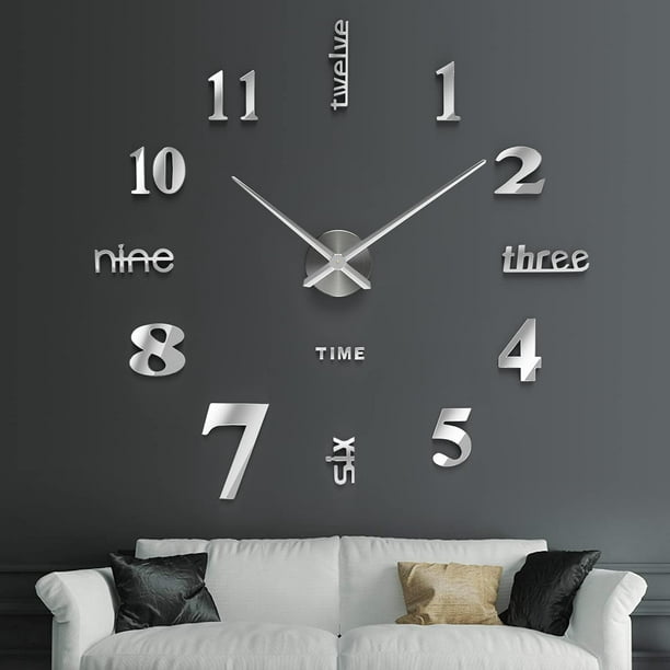 Pantera victoria adherirse Gigante Reloj de Pared de Diseño Moderno 60-120cm - Reloj de Pared de  Diseño Moderno para Dormitorio Ormromra WMJ-0588 | Walmart en línea