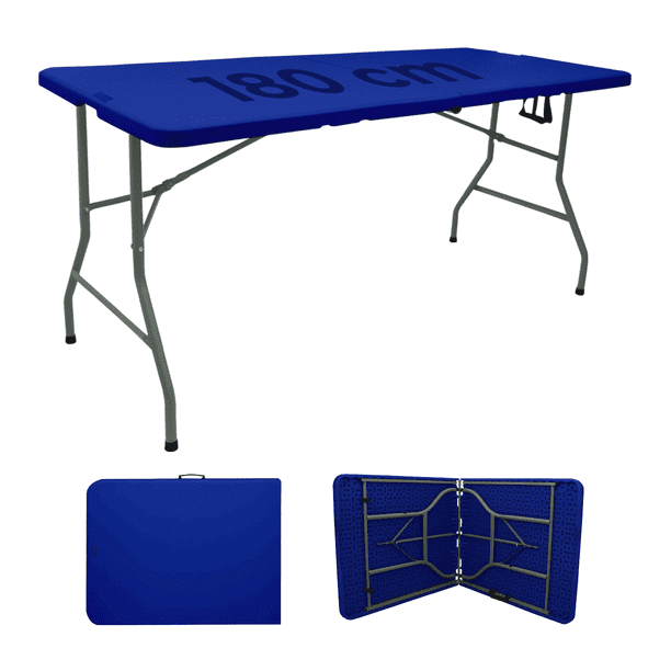 Mesa plegable Outsunny azul con 4 sillas integradas 135,5x84,5x66 cm