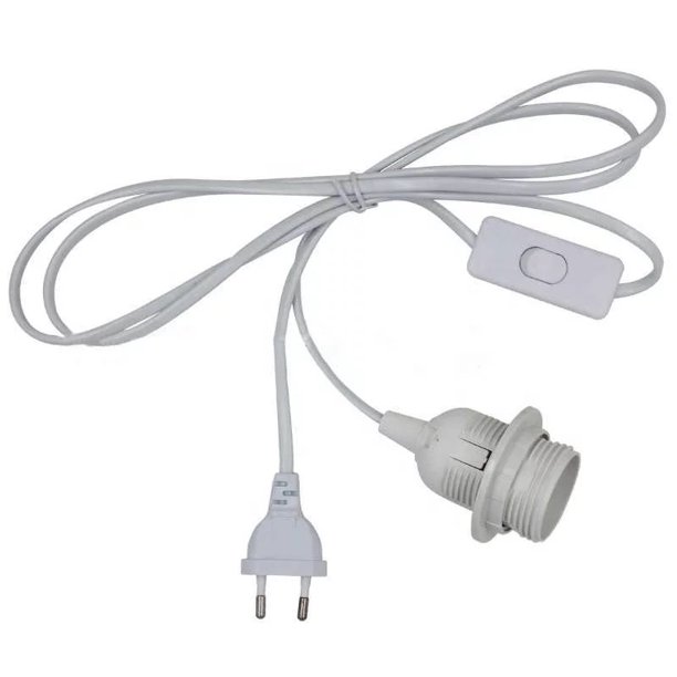 Cable alimentacion portalamparas E27 con interruptor 2 M Blanco