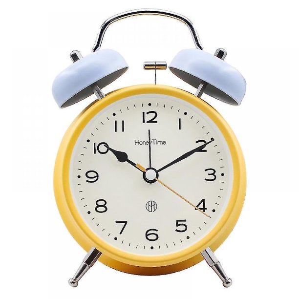 RELOJ DESPERTADOR CAMPANA GRIS Y AMARILLO