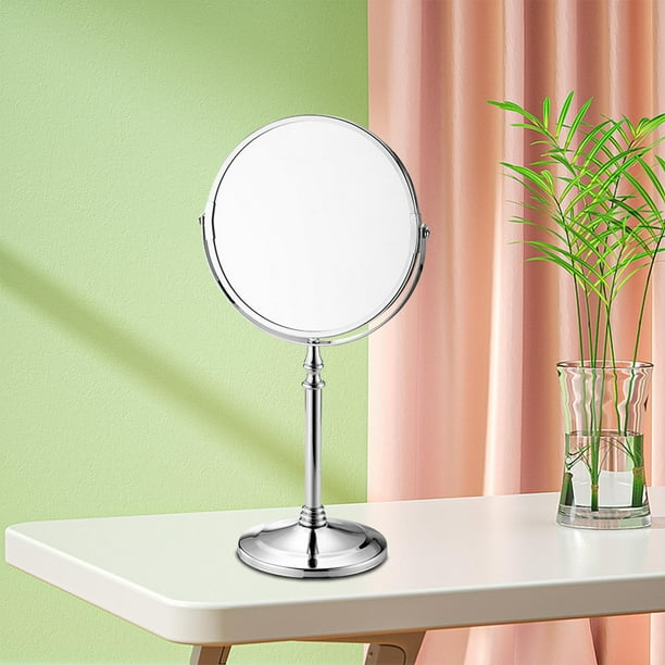  YAIRMIS - Espejo pequeño de maquillaje, espejo de belleza de  dos caras para escritorio, espejo cosmético giratorio de 360°, espejo de  baño giratorio de 360°, espejo de maquillaje (color plateado, tamaño