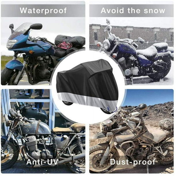 URAQT Funda para Moto, 210T Impermeable Oxford Cubierta de la Motociclet  XXL, Antipolvo/UV Protección Funda Protector Motocicleta con Banda