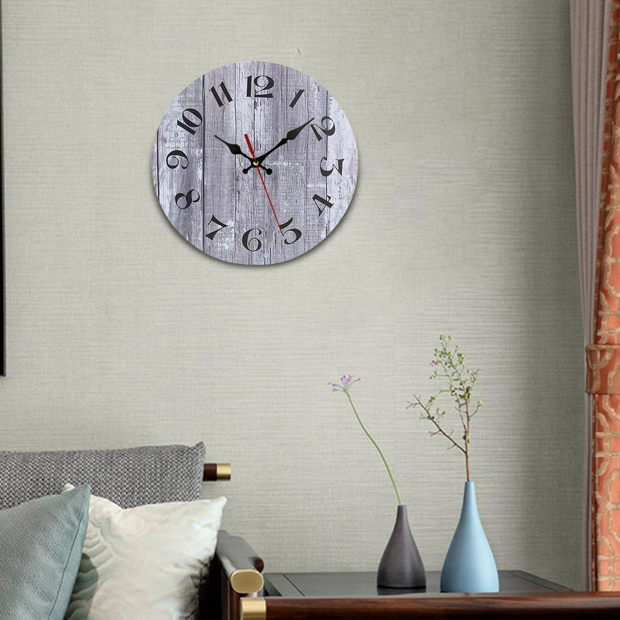 Reloj de pared de madera de 25 cm Relojes que no hacen tictac Reloj de  decorativo de madera silencioso Relojes colgantes rústicos para Soledad Reloj  de pared