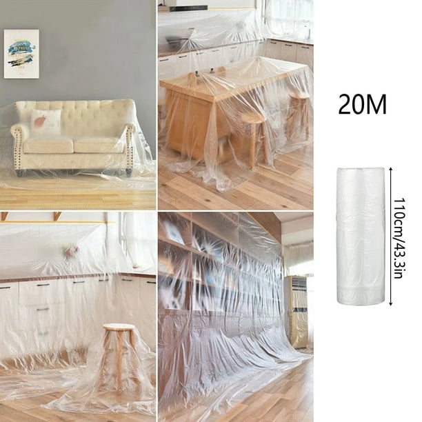 2X Plástico Gota Paño Muebles Pintura Suelo Polvo Protector 2.7x3.7m 0.27  Mil