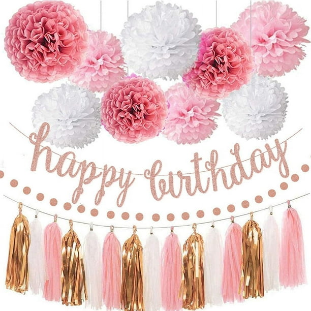 Decoraciones De Cumpleaños Para Niñas, Kit De Flores Pom Pom