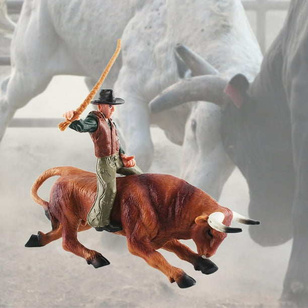 Juego de juguetes de rodeo - 2 toros y jinetes Bucking Bull Riding Toys -  Figuras de Rodeo de Cowboy Bull Riding