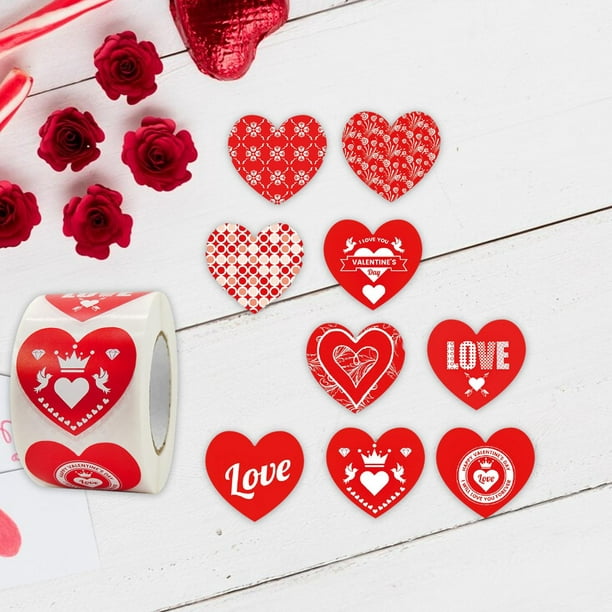 Pegatinas de regalo del día de San Valentín: Feliz día de San Valentín rojo  - 40 pegatinas circulares