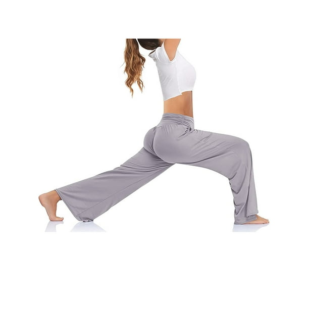 Pantalones de Yoga de pierna ancha para mujer, pantalón largo