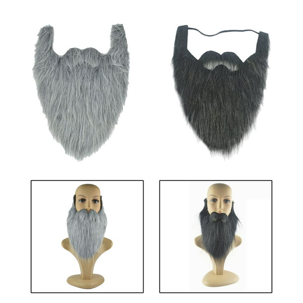 de accesorios para disfraz de barba postiza larga, bigotes de Halloween,  pelo Facial para Pascua, vacaciones, disfraces, tema de Carnaval, gris  negro