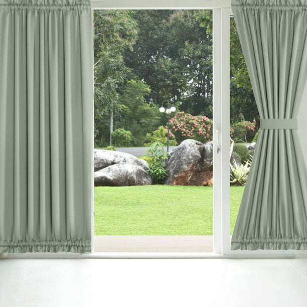 1pc Cortina de hojas de estilo rural americano semi-opaca para puerta  corrediza, aislante térmica, suave y transpirable, cortinas verdes para  sala de