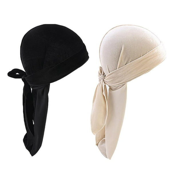 2x sombrero de bandana de suave elegante para hombre, sombrero de  quimioterapia con envoltura musulm Yinane Velvet Bandana Durag Cap