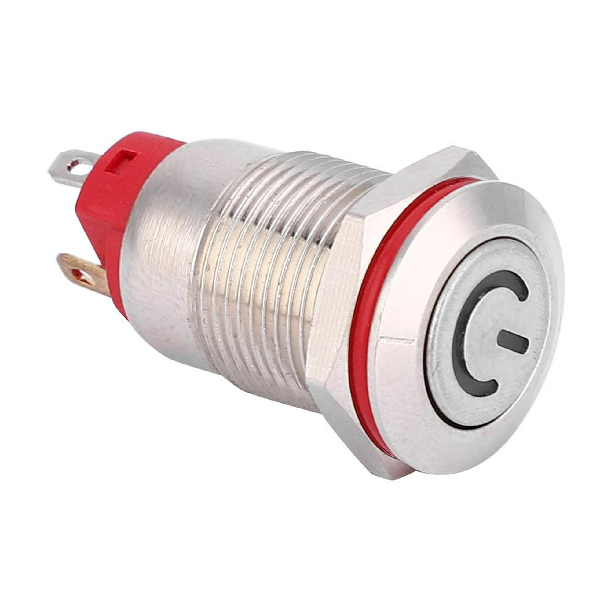 Metal Pulsador Botón Interruptor Alta Cabeza 12mm 1NO LED Luz Blanco-12V