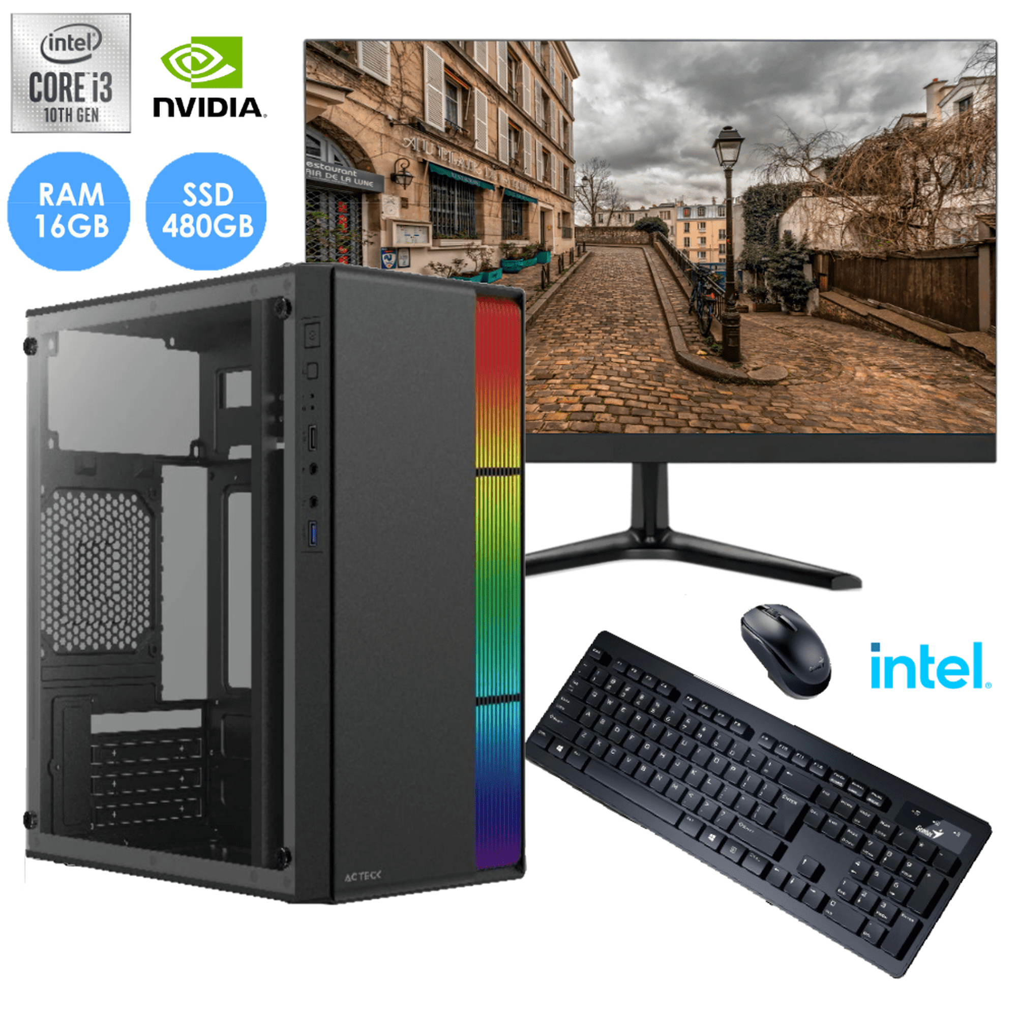 Computadora PC gamer armada i3 10100f Intel SSD 480GB 16GB RAM