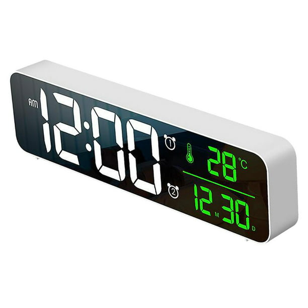 Reloj digital LED para dormitorio, reloj de mesa redondo con calendario de  repetición de 12/24 horas, reloj digital para dormitorio, con pilas, reloj