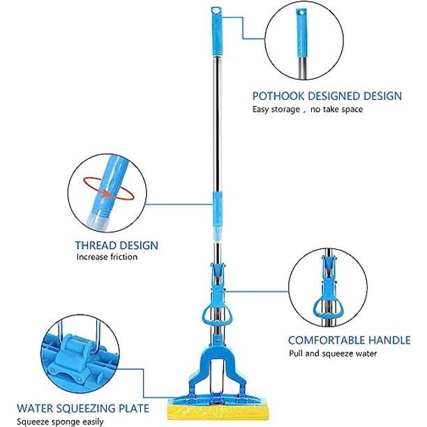 Trapeador de algodón absorbente, trapeador de piso - Absorción de agua  súper fuerte, para limpieza de pisos