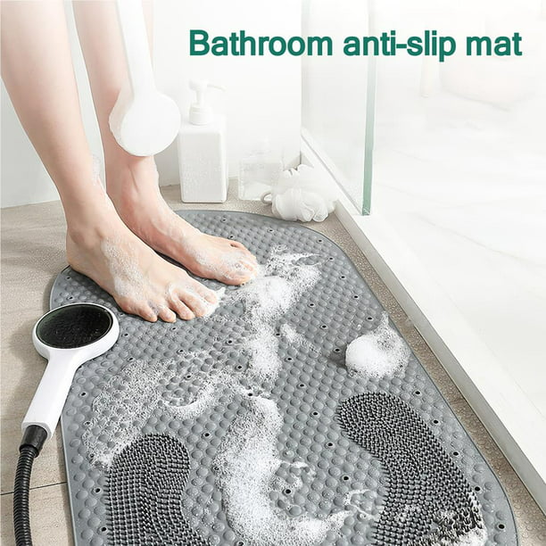 Alfombra de lavado de pies de ducha con piedra pómez natural, masajeador de  alfombra de bañera antideslizante con ventosas Orificios de drenaje