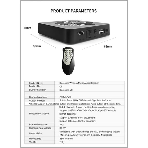 Transmisor óptico Bluetooth de rgo 3.5mm para TV Ordenador Televisores  Auricures Sunnimix Transmisor digital