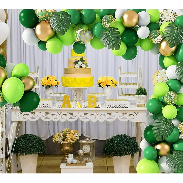 Kit de arco de globos dorados y verdes Decoraciones para fiestas Juego de  guirnaldas temáticas doradas Globos para suministros para fiestas -   España