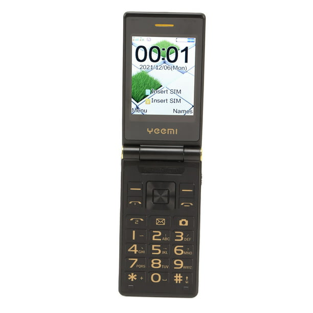  Teléfono Flip para personas mayores y niños, teléfono con tapa  en forma de automóvil con teclado 100-240V soporta 2G SMS, MP3, cámara,  reproducción de video, grabación, radio, Bluetooth, calculadora (blanco) 