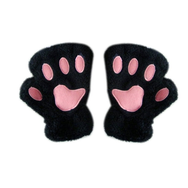 Lindo encantador mujeres niñas invierno guantes sin dedos gato garra pata felpa mi Minnieouse PS13236-01 | Walmart línea