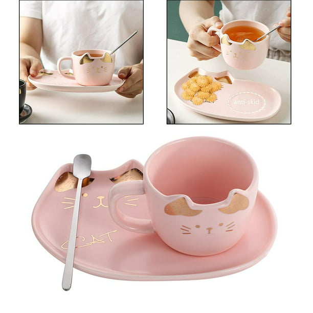 Juego de tazas y platillos de cerámica, juego de té y café, juego de tazas  de té, taza de café expreso con soporte, juego de tazas de té de Macarena  tazas platillos