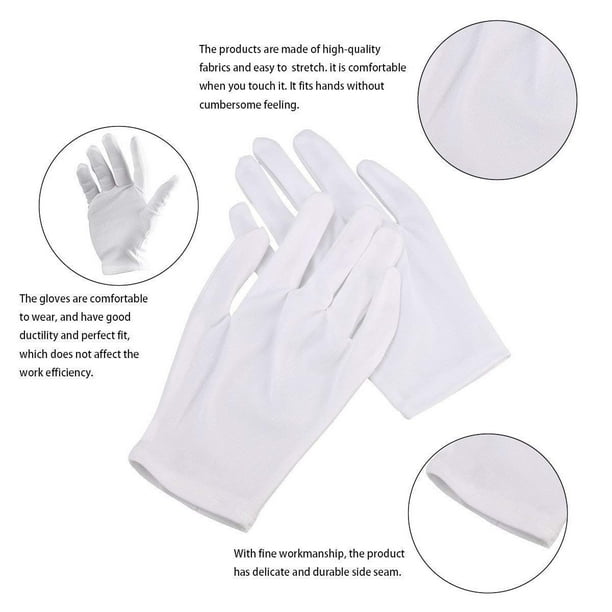 Guantes algodon, 10 pares guantes blancos algodon, suaves y