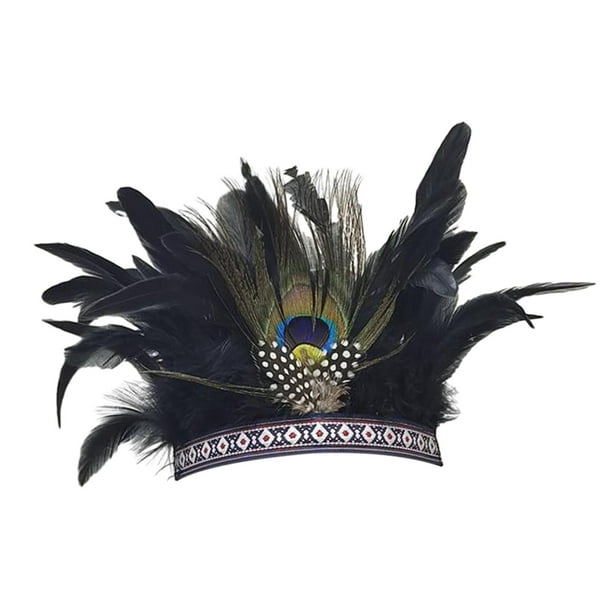 Tocado de plumas para mujer y niña, decoración de fiesta, diadema bohemia,  sombrero indio Niños Yuyangstore Tocado indio